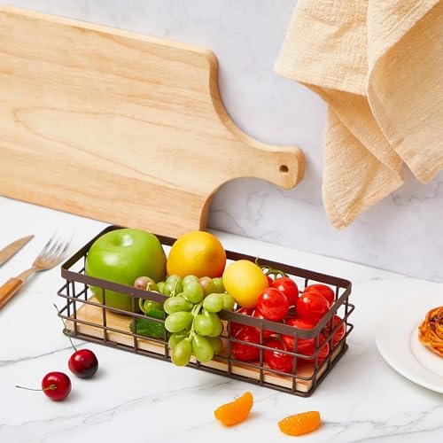 Funrous 2 Pcs Metal Small Wire Basket Wall Hanging Wire Basket Hang Small Bathroom Kitchen Storage Organizer Toilet Pape