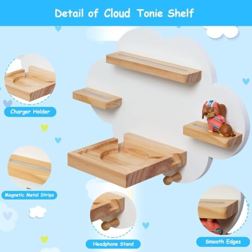White Cloud Tonie Storage,Wall Floating Shelf for TonieBox 1/2
