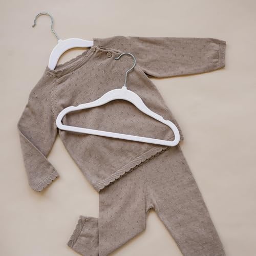 3 Sprouts Velvet Baby Hangers, Non Slip Slim, White, 30 Pack