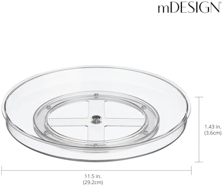 mDesign Lazy Susan Turntable Plastic Spinner for Kitchen/Bathroom, Pantry, Fridge, Cupboards, or Counter Organizing, Ful