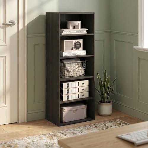 5-Tier Bookcase, Bookshelf with Open Shelf, Cube Storage Organizer Book Shelf, 11 x 17 x 44, for Bedroom, Home Office, L