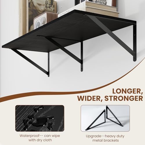 Heimlove 32W x 12D Deep Floating Shelves Set of 2 Black