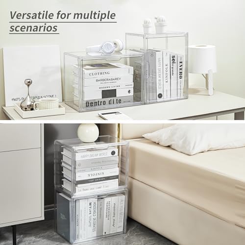 Cube Storage Organizer Acrylic Book Case Stackable Display Case Box,3 Pack