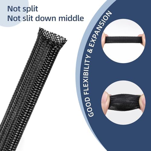 Braided Sleeving, PET Expandable Cable Sleeve, Mesh Cable Management for TV, Computer, Home Theater, Flexible Cord Prote