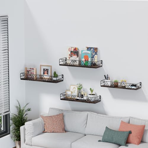 Amaoot Floating Shelves for Wall Set of 4, Wall Shelf Wood Floating Shelf