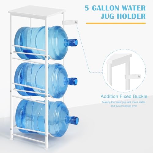 5 Gallon Water Bottle Jug Holder 3-Tier Water Bottle Holder Organizer with Top Shelf, Heavy Duty Water Dispenser Stand R