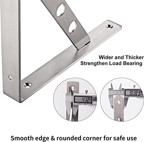 YUMORE 12 Inch Shelf Bracket, Heavy Duty L Bracket, 2 Pack