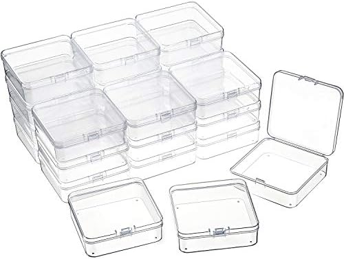 SATINIOR 24 Pcs Small Clear Plastic Container Box, 3.3 x 3.3 x 1.2 in