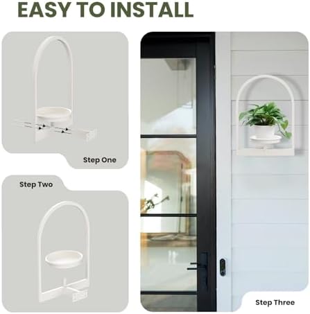Floating Shelves for Wall Plant Stand Indoor Set of 2, White Wall Plant Holder - Premium Metal Hanging Plant Holder for 
