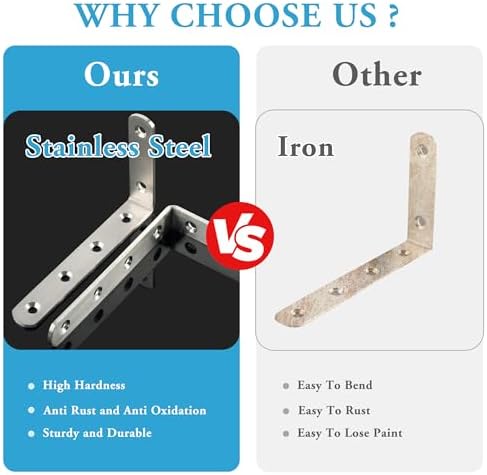 Alise 6Pcs Floating Shelf Brackets, 5x3in Heavy Duty L Bracket for Shelves