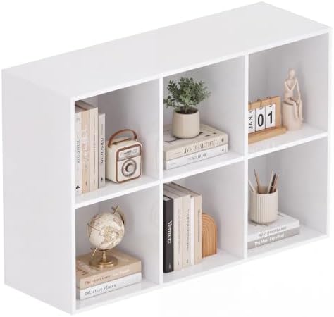 Book Shelf, Wooden Cube Storage Organizer with 11" Open Cubes, Stackable Modular Bookcase for Room Divider Storage, 2 Ti