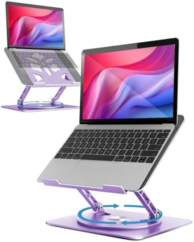 Aoviho 360° Rotating Laptop Stand for Desk | Adjustable, Foldable, Portable Aluminum Ergonomic Riser | Compatible with M
