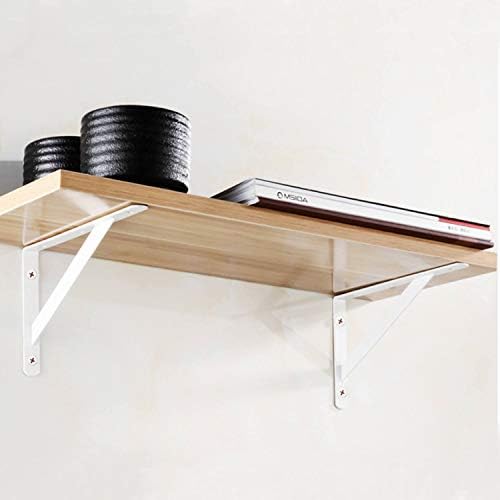 Acrux7 4 Pack White Steel Shelf Brackets 12x8inch - Heavy Duty L Brackets with Screws, White Metal Shelf Brackets - Perf