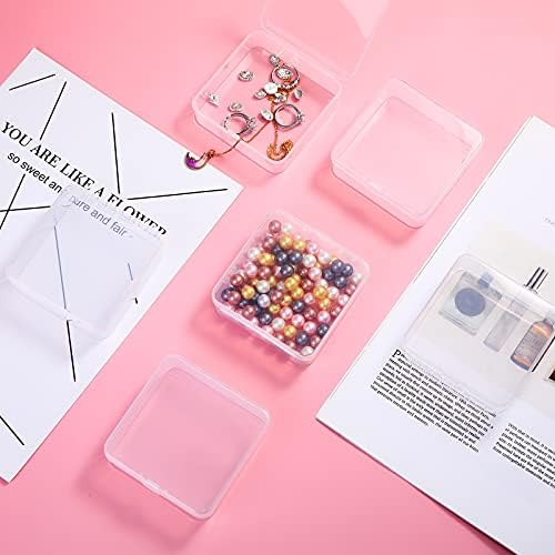 Jetec 6 Pieces Small Clear Plastic Storage Box, 3.3 x 3.3 x 1.1 Inch