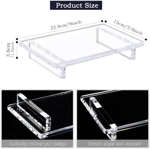 Acrylic Bathroom Tray Display Riser, 2-Pack 9"x5.9"x1.5"