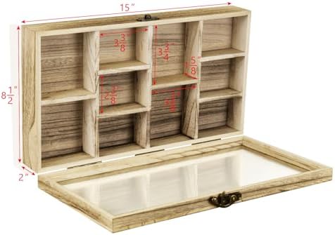 Ikee Design Wall-Mounted Wooden Display Case with Glass Top, 10 Slots