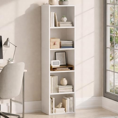 Vida Designs Oxford 5 Tier Cube Bookcase White Wooden Shelf Unit for Office Living Room Furniture