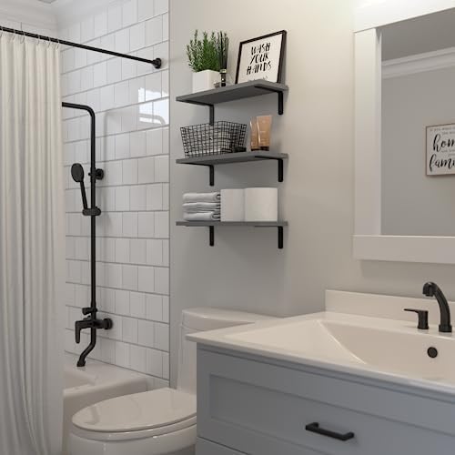 DOLLFIO Floating Wall Shelves, Decor & Storage, Grey, 16.5'', 3Pcs