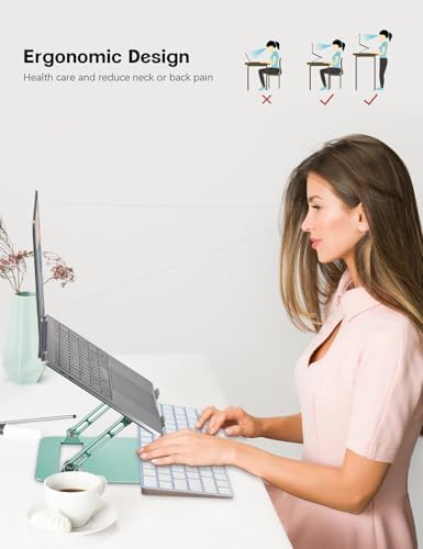Aoviho Adjustable Laptop Stand for Desk,Portable Laptop Stand Holder and Riser,Foldable Aluminum Notebook Computer Stand