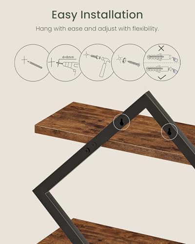 CHOEZON Floating Shelves, Set of 2 Wall Shelves, 2-Tier Hanging Shelves, Wall Shelf Set of 2, Wall Mounted Shelves, for 