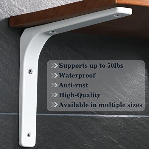 SAYAYO Wall Shelf Bracket White, 10 X 8 Inch Heavy Duty L Bracket for Wood