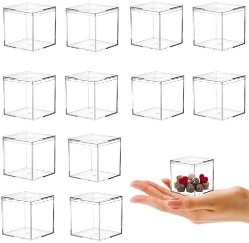 KissYou 12-Pack Small Acrylic Square Cube Candy Box, 1.77x1.77x1.77 Inch