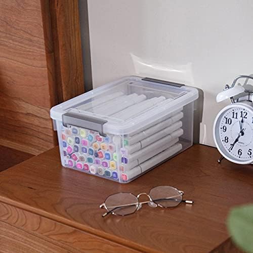 Small Storage Bins with Lids 3.2 QT Plastic Storage Containers for Organizing Stackable Clear Storage Boxes,Clear White(