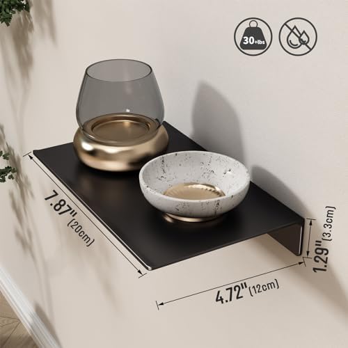 Danpoo 8 inch Small Floating Shelves for Wall Organizer & Storage, Mini Display Shelves, Metal Wall Shelves for Bathroom