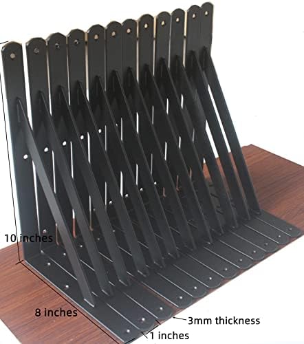 40 Pack L10 x H 8" Black Heavy Duty Shelf Brackets with Screws Metal Shelf Brackets Shelf Support Angle Brackets for She