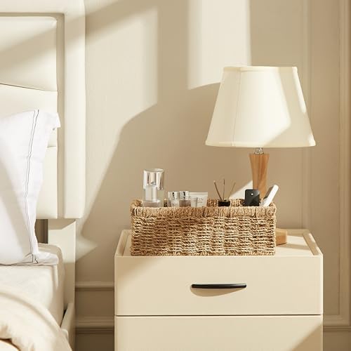Vagusicc Wicker Storage Basket, Hand-Woven Seagrass Wicker Baskets with Handles, Toilet Paper Basket for Toilet Tank Top, Small Wicke Baskets for Organizing Shelves, 2-Pack, Seagrass