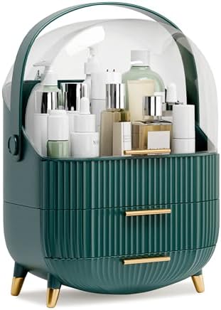 lurcns Makeup Organizers and Storage Make up Organizer for Vanity Cosmetics Skincare With Lid and Drawers Display Cases 