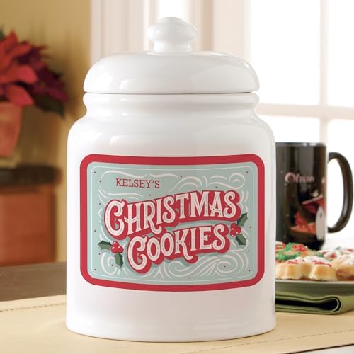 Let's Make Memories Personalized Christmas Cookie Jar - For Her - Kitchen Christmas Décor