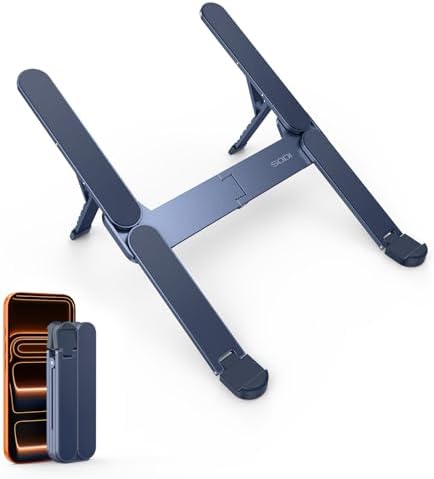 SODI Ultra Compact Foldable Laptop Stand - Portable Laptop Holder for Desk & Travel Use, Adjustable, Ergonomic Aluminum 