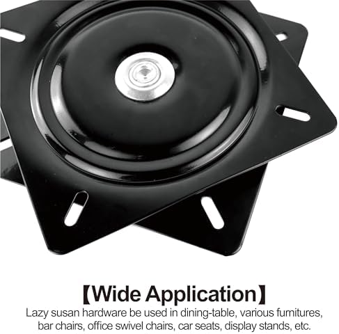 10 Inch Lazy Susans Turntable Bearings Swivel Zinc Plate, Black Square Lazy Susan Hardware, Heavy Duty Lazy Susan Replac