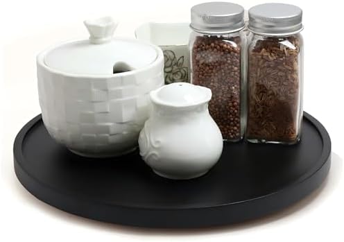 10 inch Black Wood Lazy Susan Organizers, ACIAZAAZ Lazy Susan Turntable