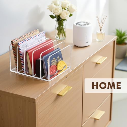 BEYGORM Acrylic Mail Holder, 5 Compartments Multifunction Desk Organizer