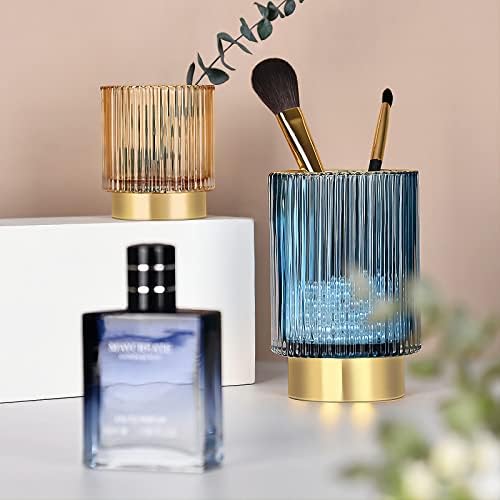 DASITON Makeup Brush holder Organizer,Crystal Cosmetic Makeup Brush Glass Brushes Storage Holder, Vintage Make Up Brush 
