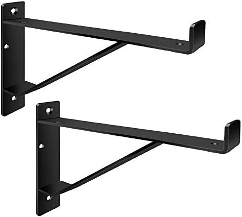 Heavy Duty Shelf Brackets 16 inch, Industrial Wall Brackets with Lip Metal Storage Brackets Outdoor/Indoor Include Screw