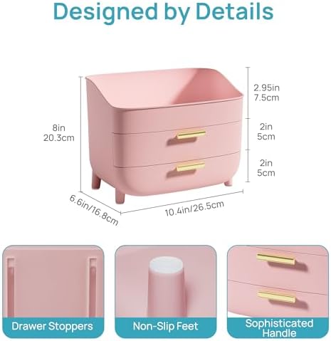 Vtopmart 3-Tier Skincare Makeup Organizer, Pink