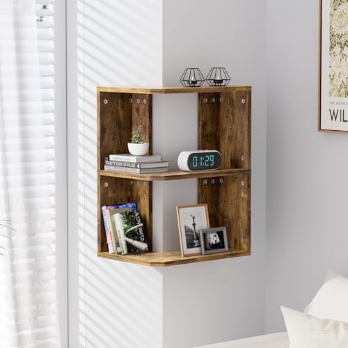 Floating Corner Shelf, 3-Tier Floating Shelf for Wall, Floating Book Shelf for Living Room, Bedroom, Bathroom, Home Offi