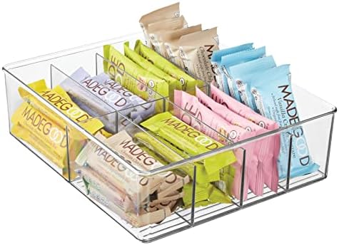 mDesign Plastic Extra Wide Storage Organizer Bin Box for Kitchen, Pantry, Cabinet, Countertop - Tea Bag, Sugar Packet, C