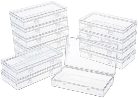 LJY 12 Clear Rectangular Plastic Boxes, 6.1 x 3.3 x 1.2 in for Sewing
