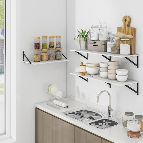 Heimlove 48W x 12D Deep Floating Shelves Set of 2 White