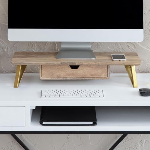 Anji Mountain Monitor Stand for Desk - Desktop Organizer & Laptop Riser, Ergonomic Monitor Riser, Space-Saving, Durable,