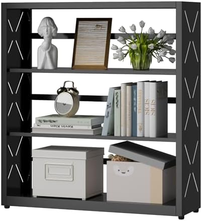 SteeLoong 3 Tier Bookcase,Metal Bookshelf with Adjustable Feet & Shelves