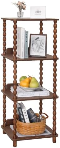 Fultyle Small Book Shelf, 4-Tier Wood Bookshelf with Storage, Short Bookcase Display Shelves for Small Spaces, Bedroom, 