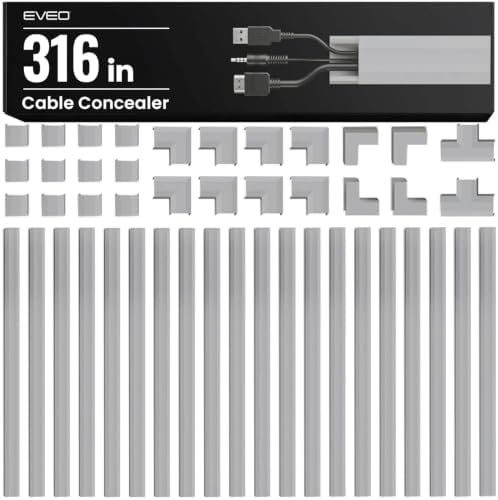 EVEO Cord Hider - 300” Cord Cover Wall Cable Hider, Cable Concealer, Wire Hiders for TV on Wall. Cable Management, Cord 