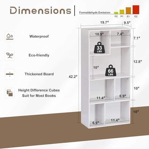 VECELO Cubby Storage Organizer Bookcase, Open Cube Display Shelf Cabinet, Freestanding Multicompartment Bookshelf for De
