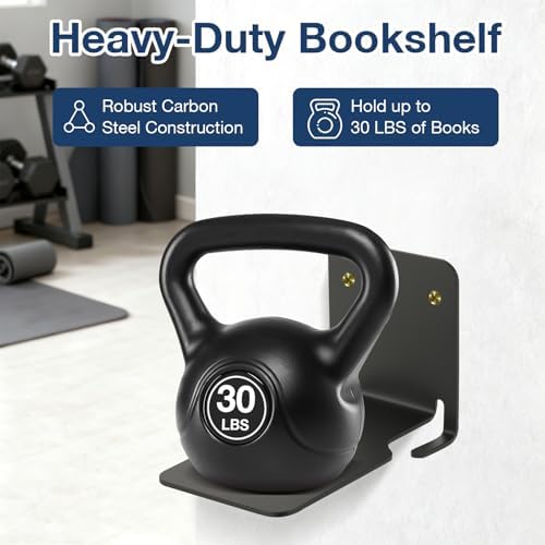 Invisible Bookcase, 4 Floating Bookcase, Invisible Shelves, Robust Wall Shelf with Metal Structure for Wall Mounting for