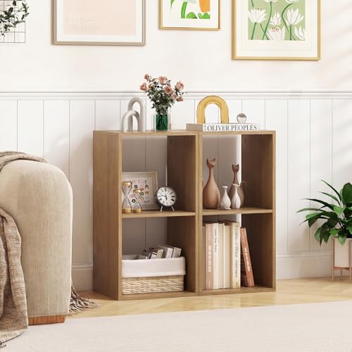 Tangkula 2-Cube Bookcase, 3-Tier Bookshelf with Open Compartments, Freestanding Cube Storage Organizer with Anti-Topplin